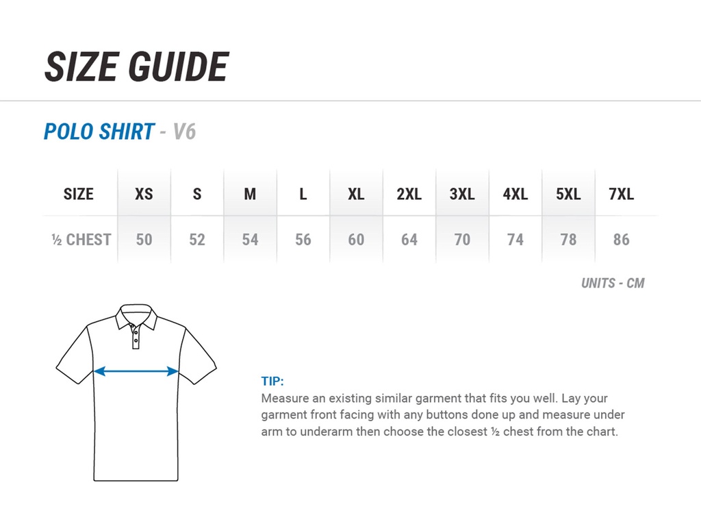 Hi- Vis Polo (OS) - Size Guide