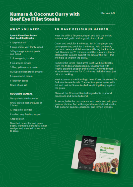 2021 Winter Recipe Card: Beef Eye Fillet- Pack of 100