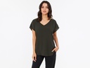 Short Sleeve V-Neck Top - Khaki