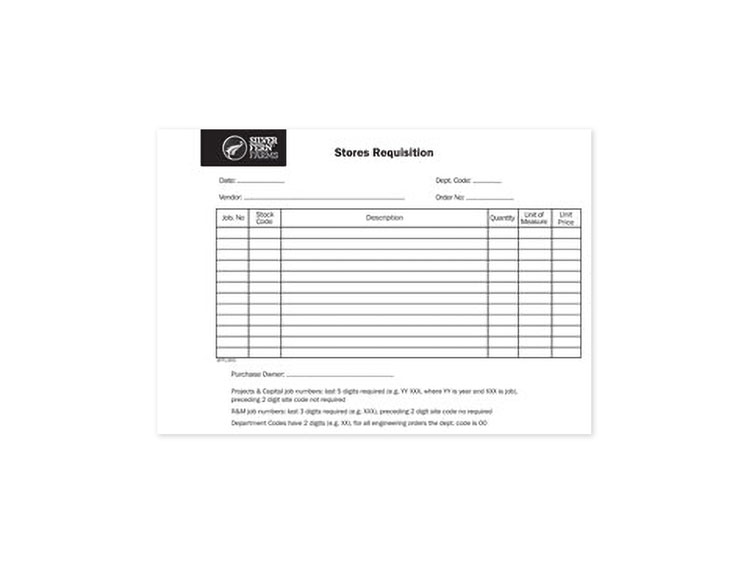 Stores Requisition Books SFFL350